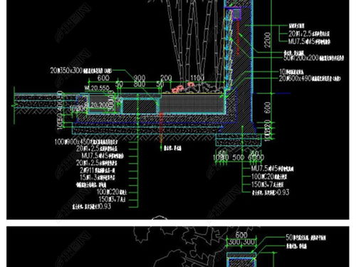 精品园林景观跌水景观墙水景墙水池景观全套cad施工图 建筑 结构